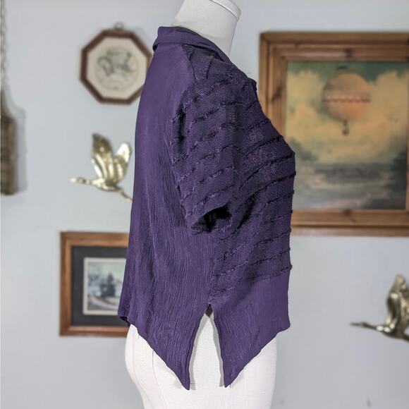 Vintage Rabbit Designs Purple Textured Sheer Knit Blouse Boho Shirt Small - Picture 3 of 6